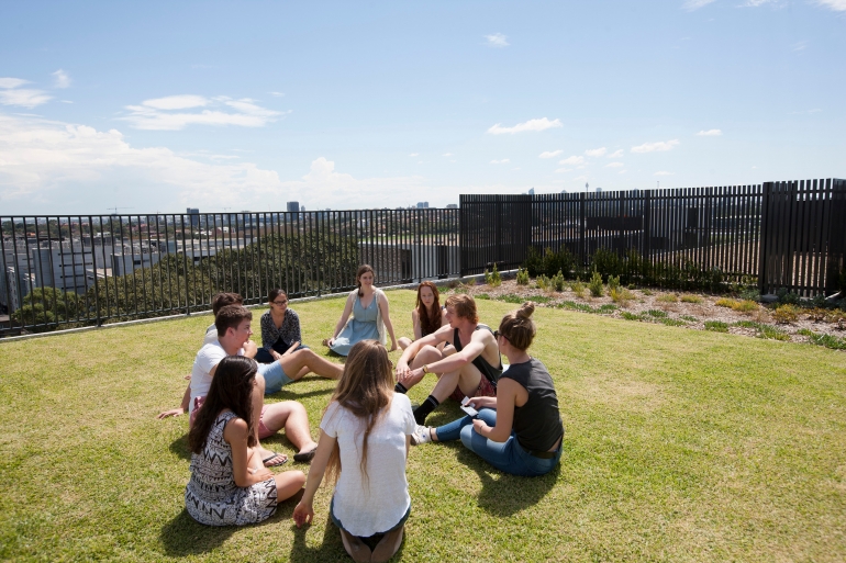 Students learning on UNSW campus together