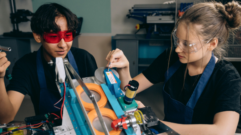 Two students working together