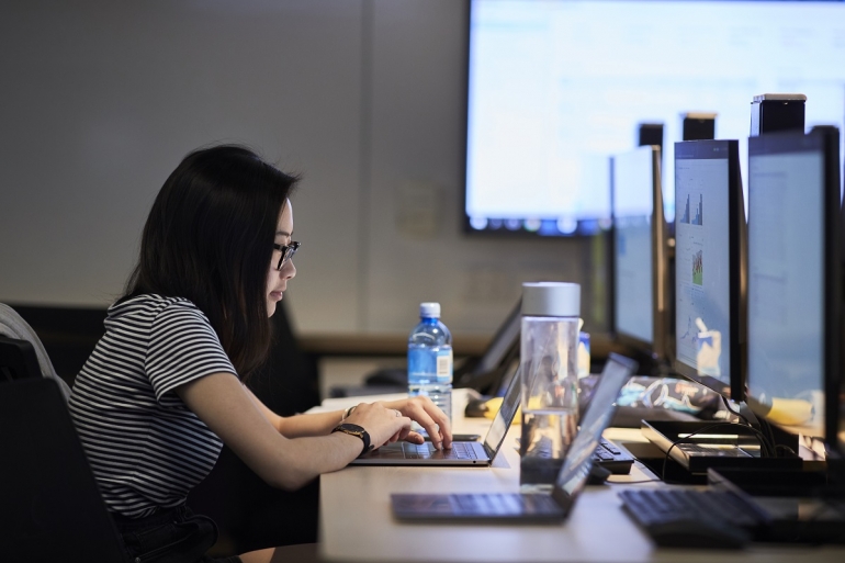 UNSW student on computer