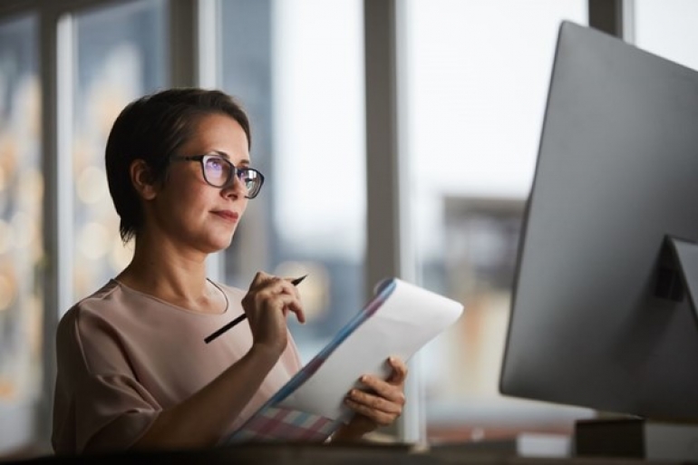 Student on computer