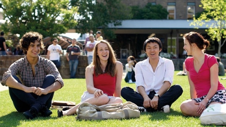 Students on the UNSW Library lawn