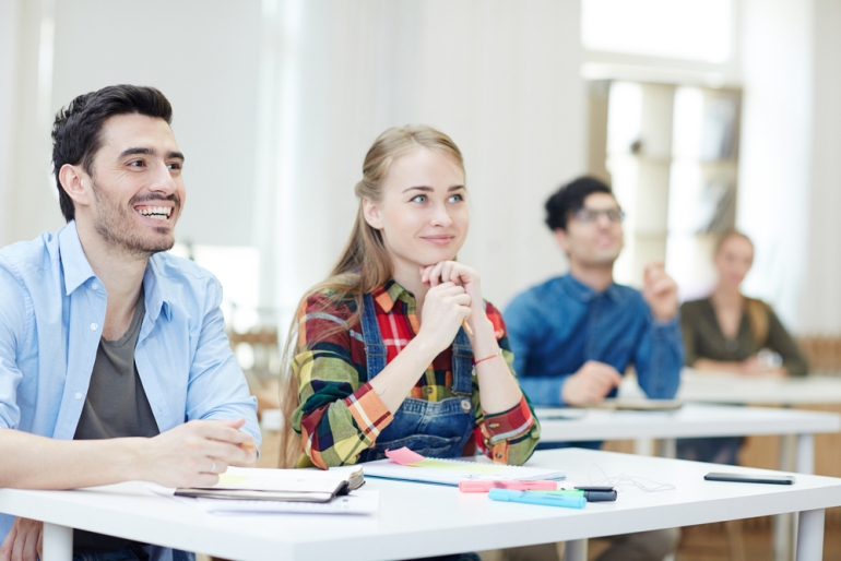 Students focussing in class