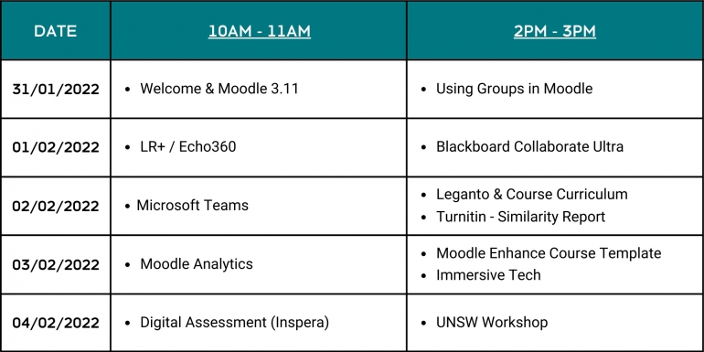 TELT webinar schedule T1 2022