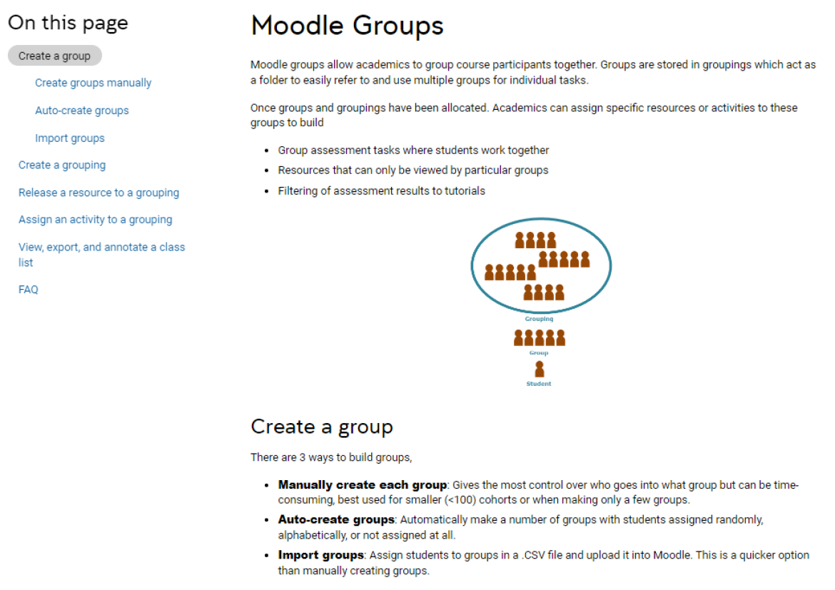 Moodle Groups page