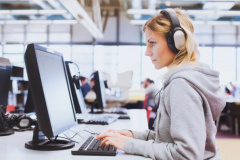 Student on computer