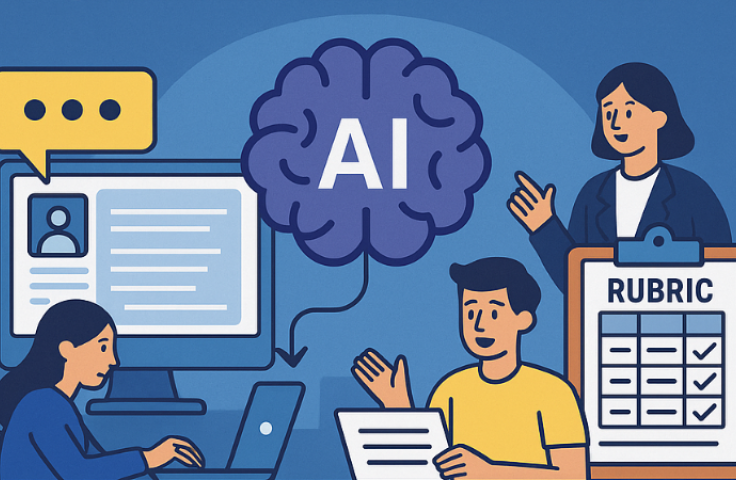 Educators collaborating with AI on rubrics
