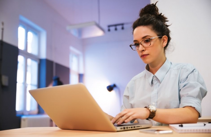 Student on computer