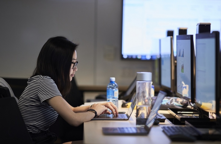 UNSW student on computer