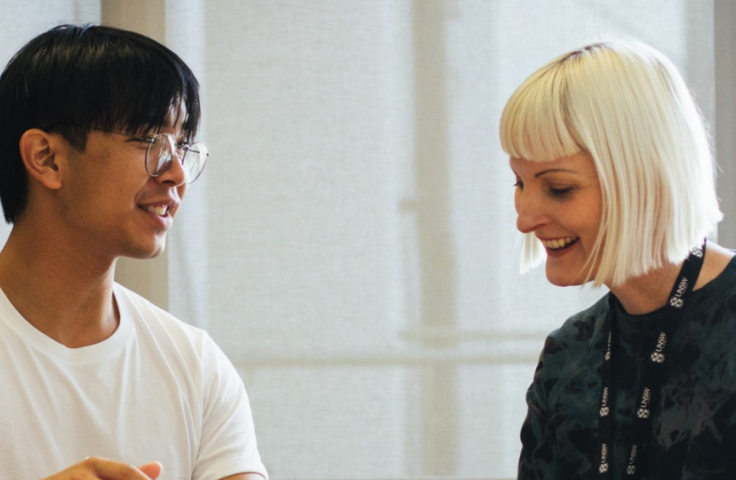 students talking