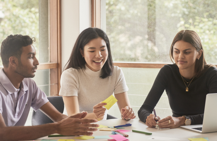 Students collaborating on campus