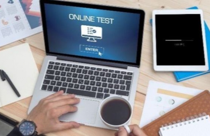 Online exam on laptop