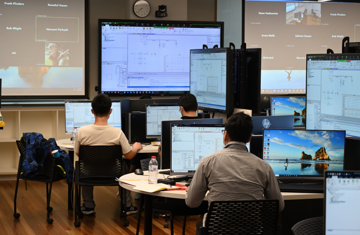 Students on computer in classroom