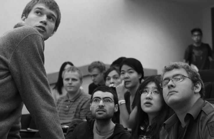 Students in university classroom learning